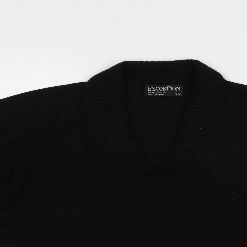 Escorpion Womens Black Collared  Acrylic Pullover Jumper Size 16