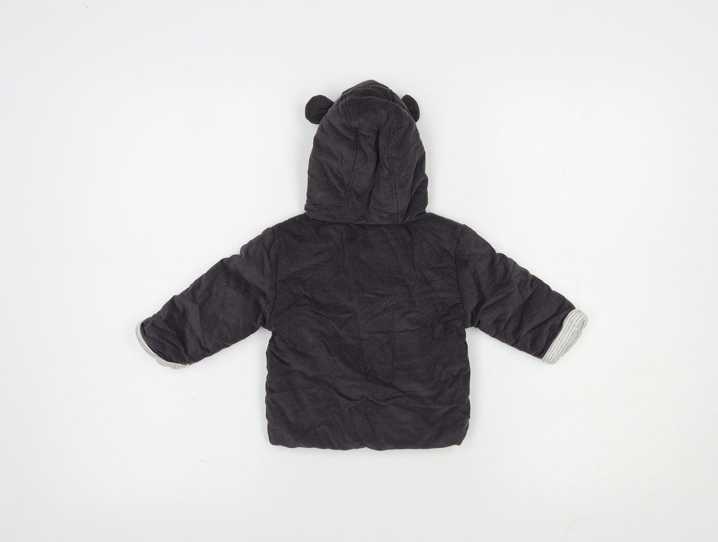 TU Baby Grey   Basic Jacket Jacket Size 6-9 Months   Button - Bear Hood