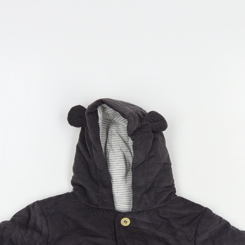 TU Baby Grey   Basic Jacket Jacket Size 6-9 Months   Button - Bear Hood