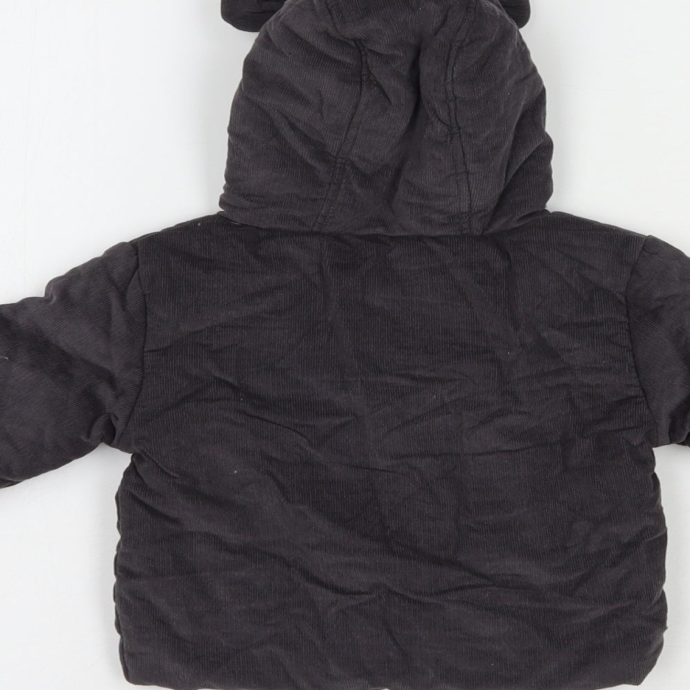TU Baby Grey   Basic Jacket Jacket Size 6-9 Months   Button - Bear Hood