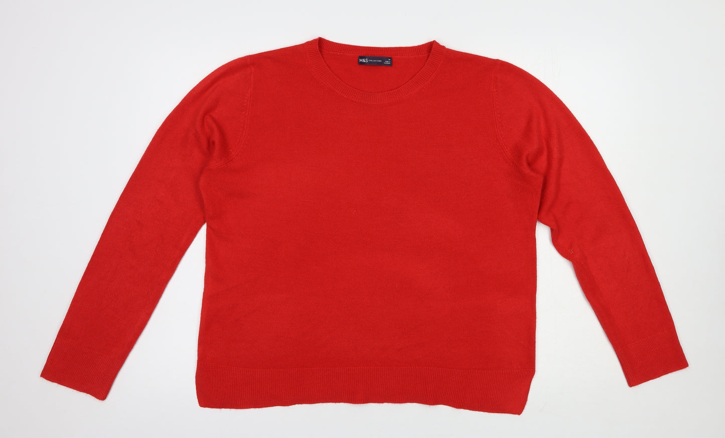 Marks and Spencer Womens Red Boat Neck  Acrylic Pullover Jumper Size 16