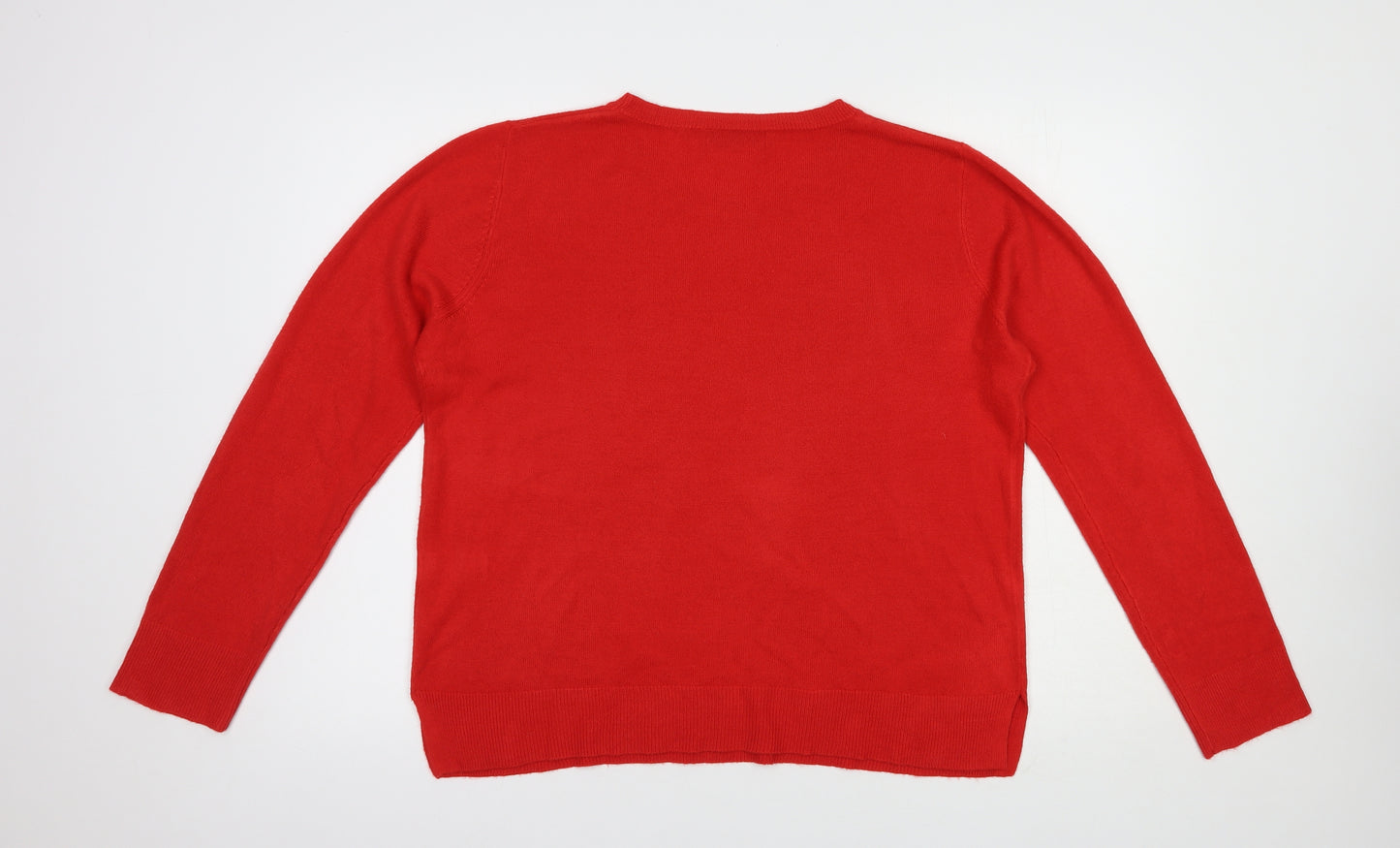 Marks and Spencer Womens Red Boat Neck  Acrylic Pullover Jumper Size 16
