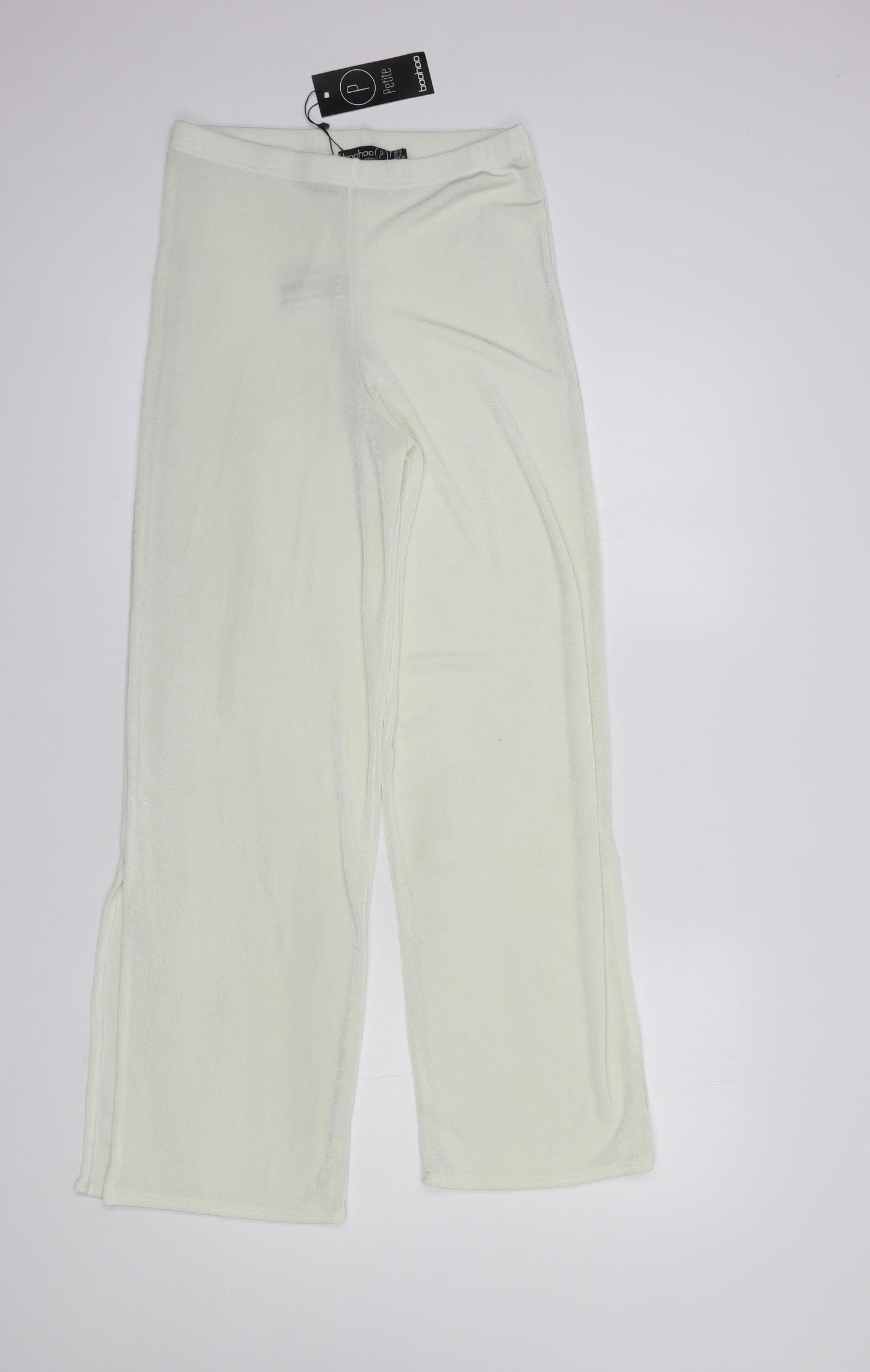 Boohoo Womens Ivory  Polyester Trousers  Size 8 L28 in Regular