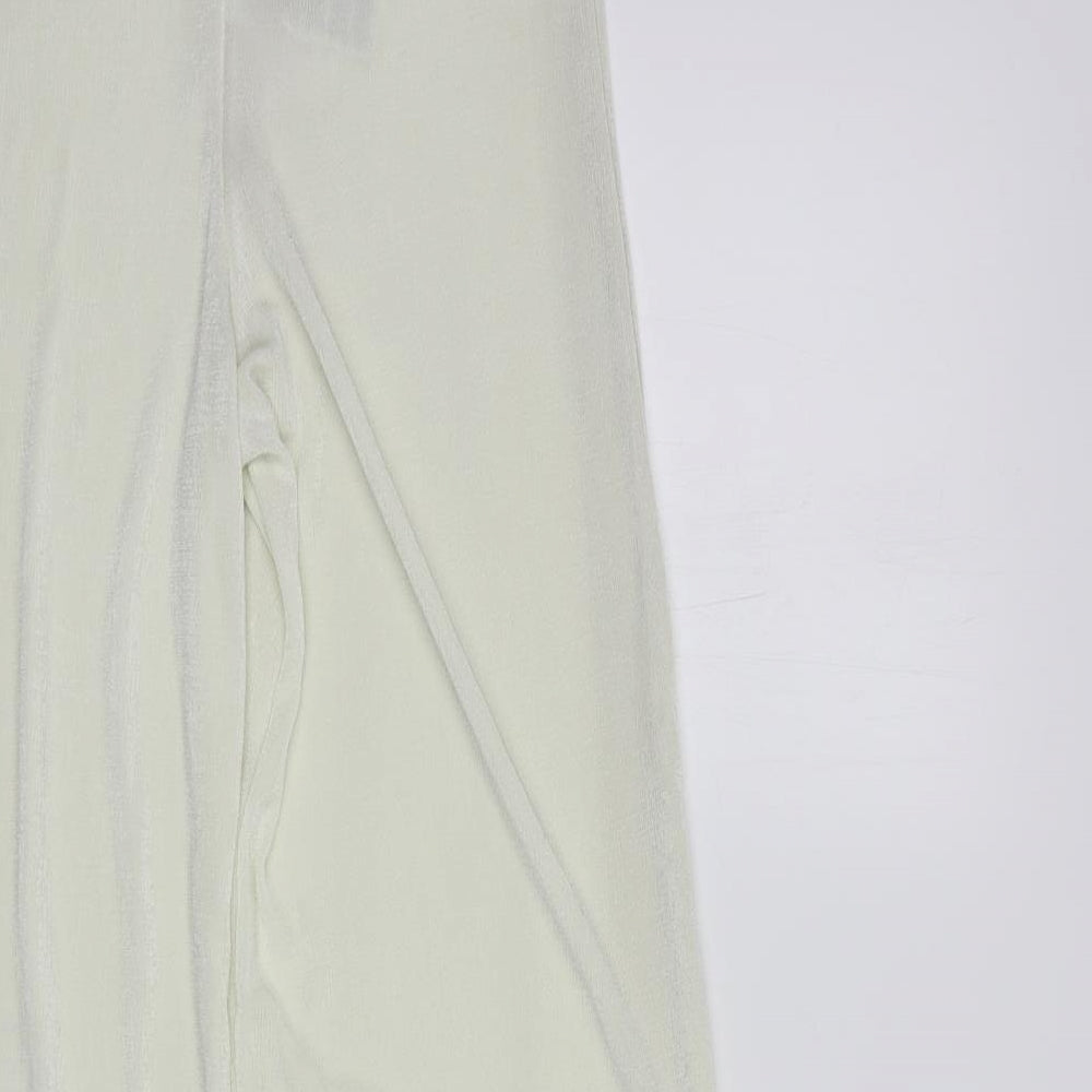 Boohoo Womens Ivory  Polyester Trousers  Size 8 L28 in Regular