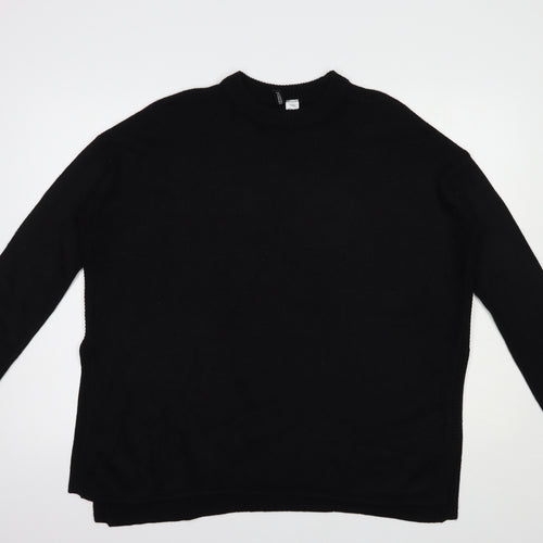 H&M Womens Black Crew Neck  Acrylic Pullover Jumper Size S
