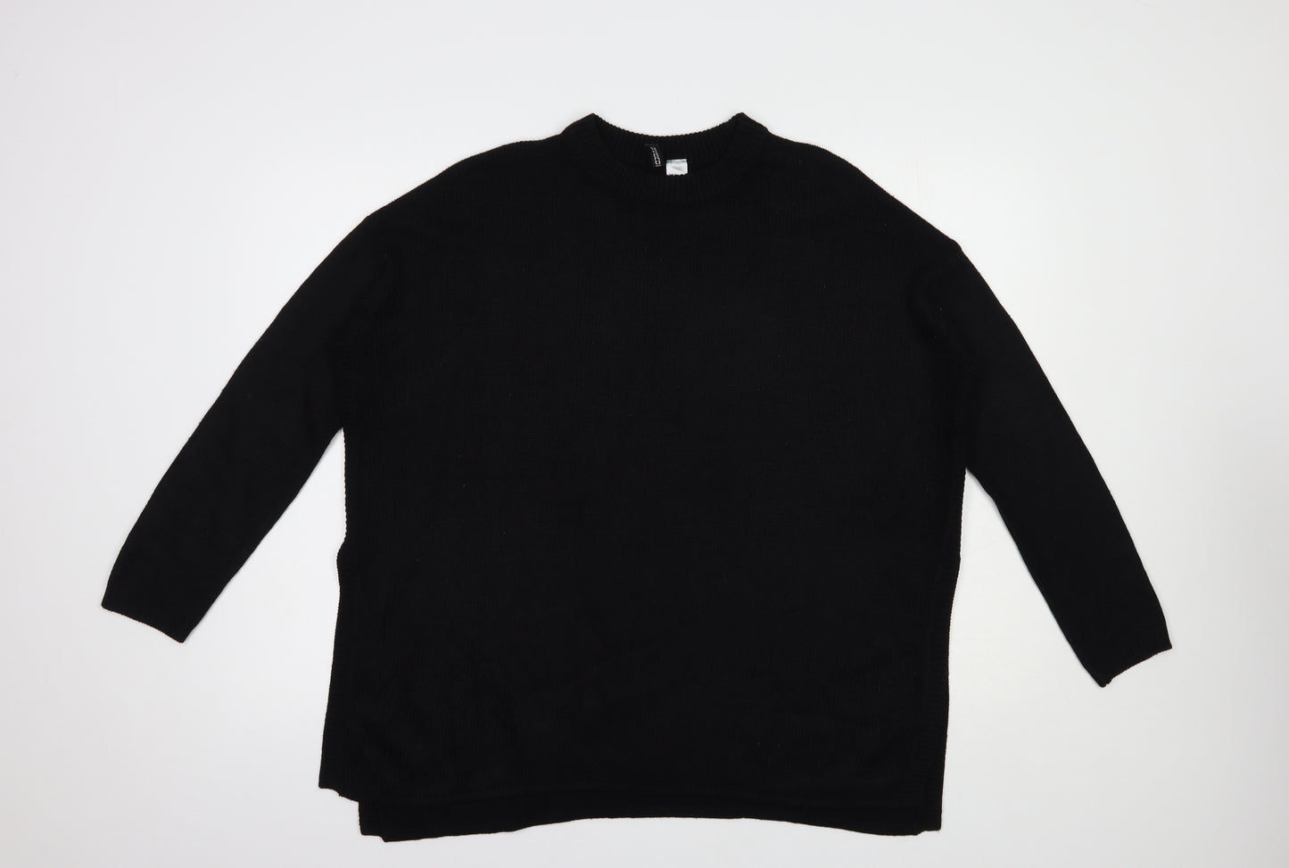 H&M Womens Black Crew Neck  Acrylic Pullover Jumper Size S