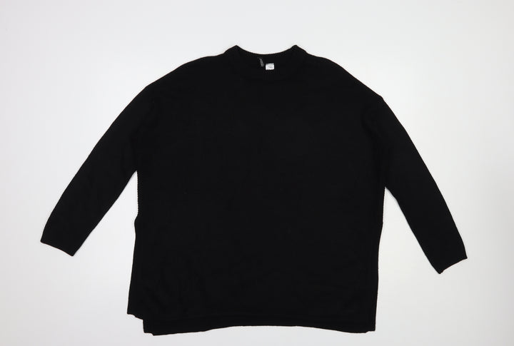 H&M Womens Black Crew Neck  Acrylic Pullover Jumper Size S