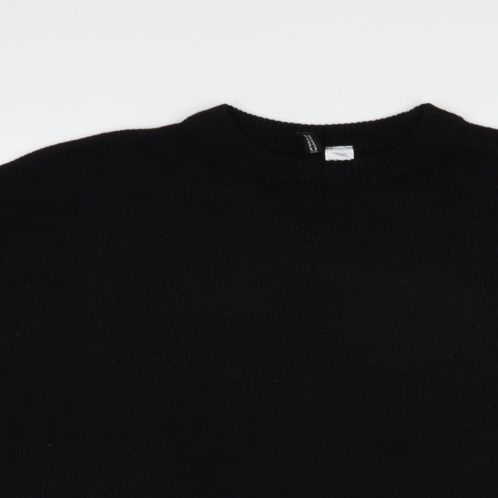 H&M Womens Black Crew Neck  Acrylic Pullover Jumper Size S