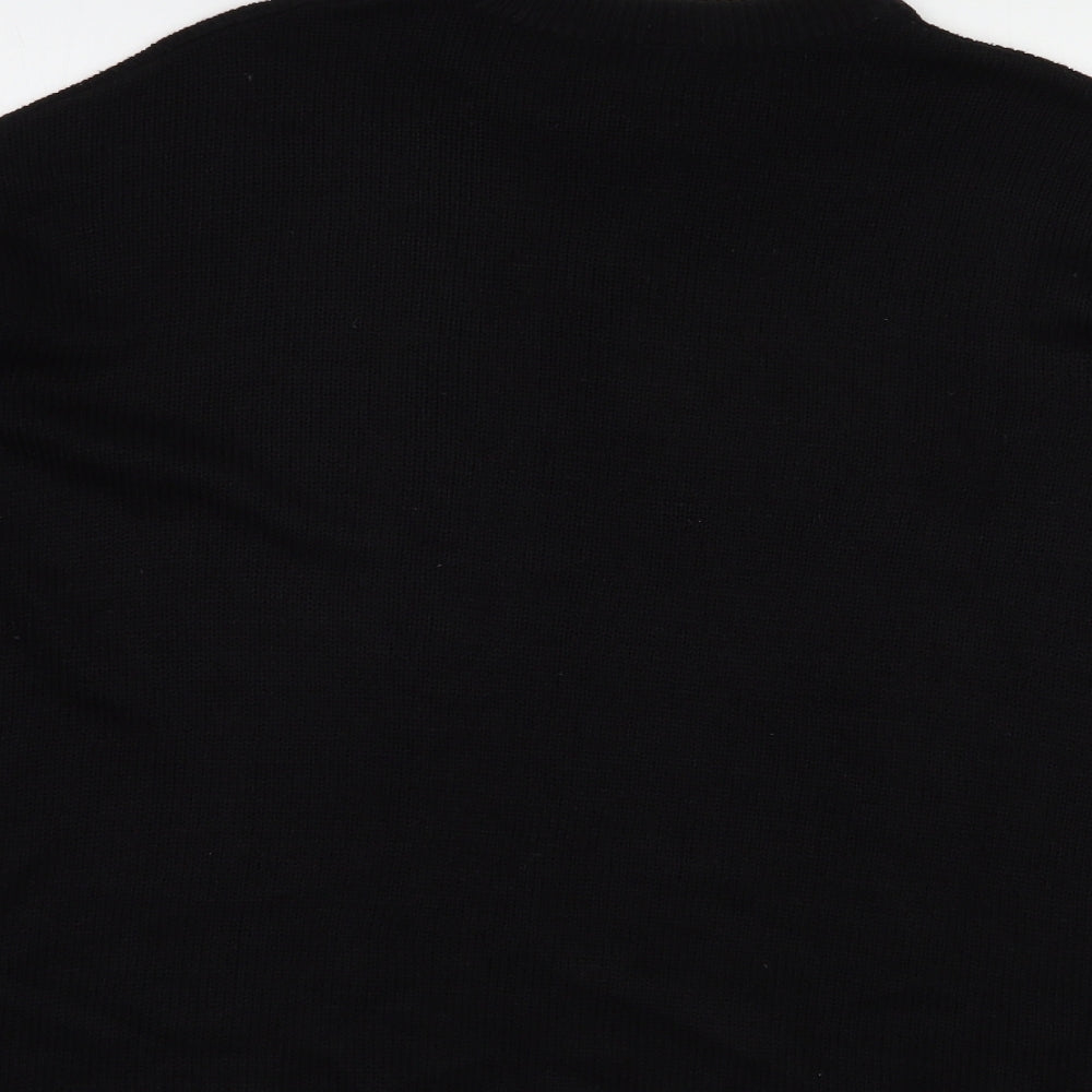 H&M Womens Black Crew Neck  Acrylic Pullover Jumper Size S