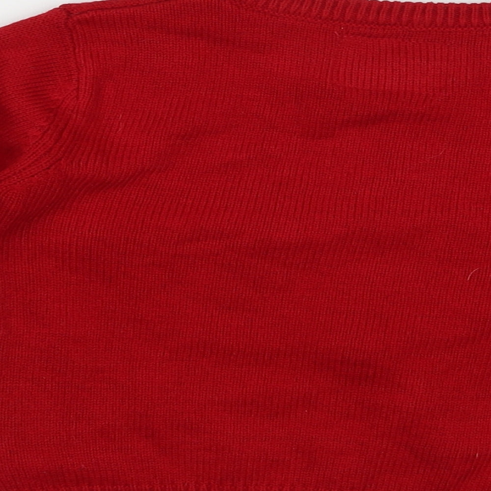 Primark Boys Red Crew Neck  Acrylic Pullover Jumper Size 3-4 Years  Pullover - Dino Christmas