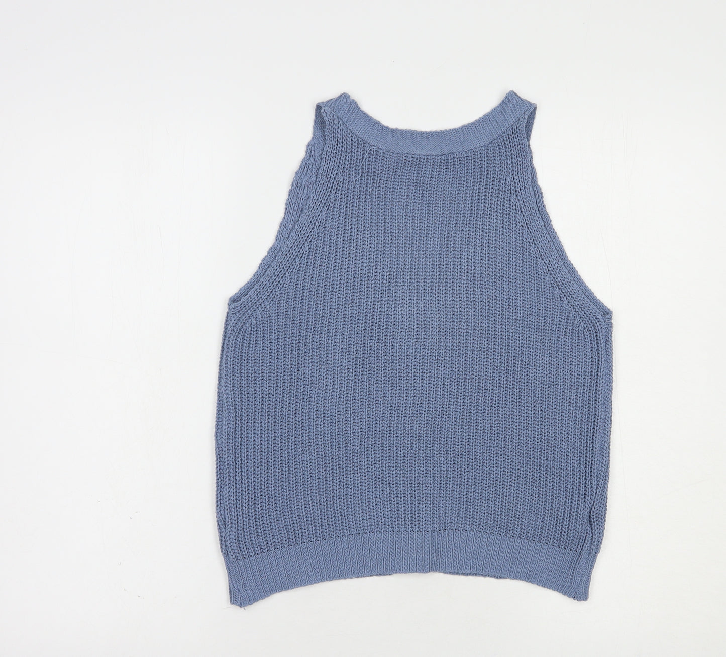 Made in Italy Womens Blue  Acrylic Basic Tank Size M V-Neck
