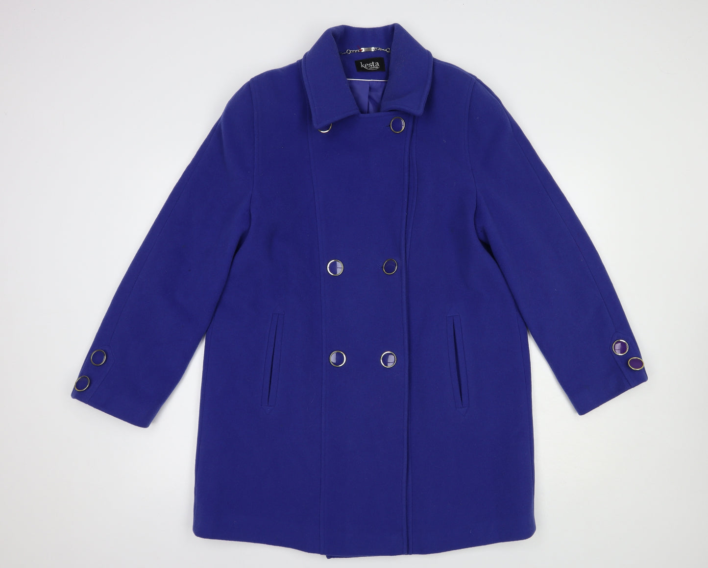 Kesta Womens Blue   Pea Coat Coat Size 12  Button