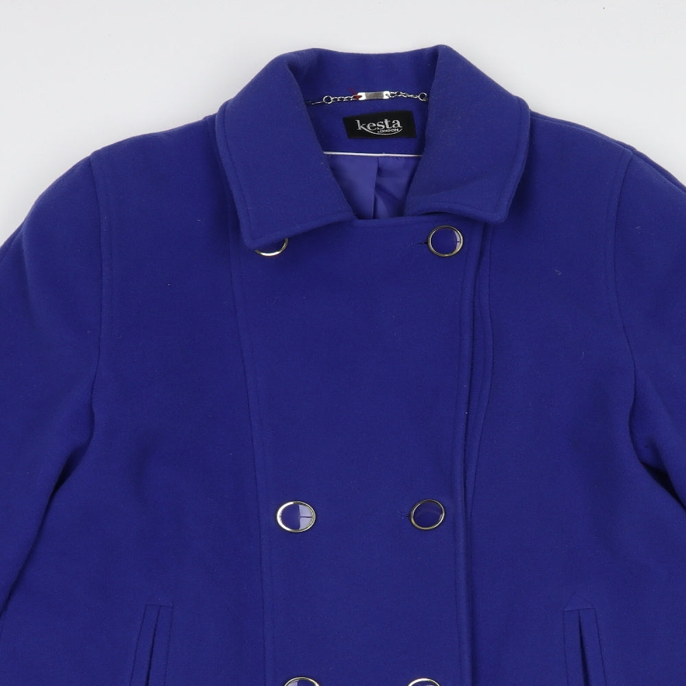 Kesta Womens Blue   Pea Coat Coat Size 12  Button