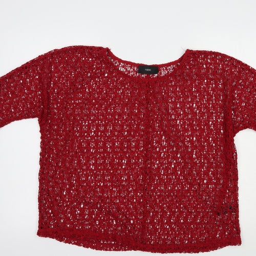 NEXT Womens Red  Polyester Basic Blouse Size 16 Boat Neck