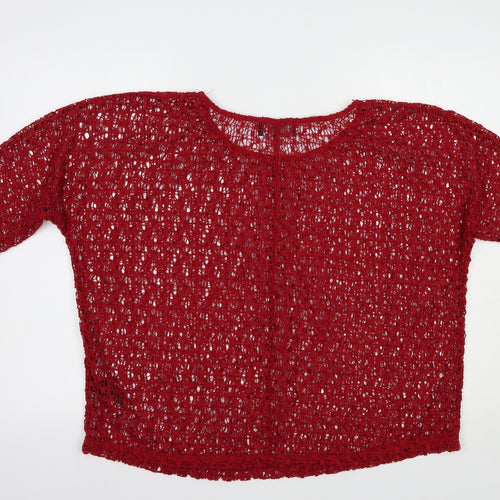 NEXT Womens Red  Polyester Basic Blouse Size 16 Boat Neck
