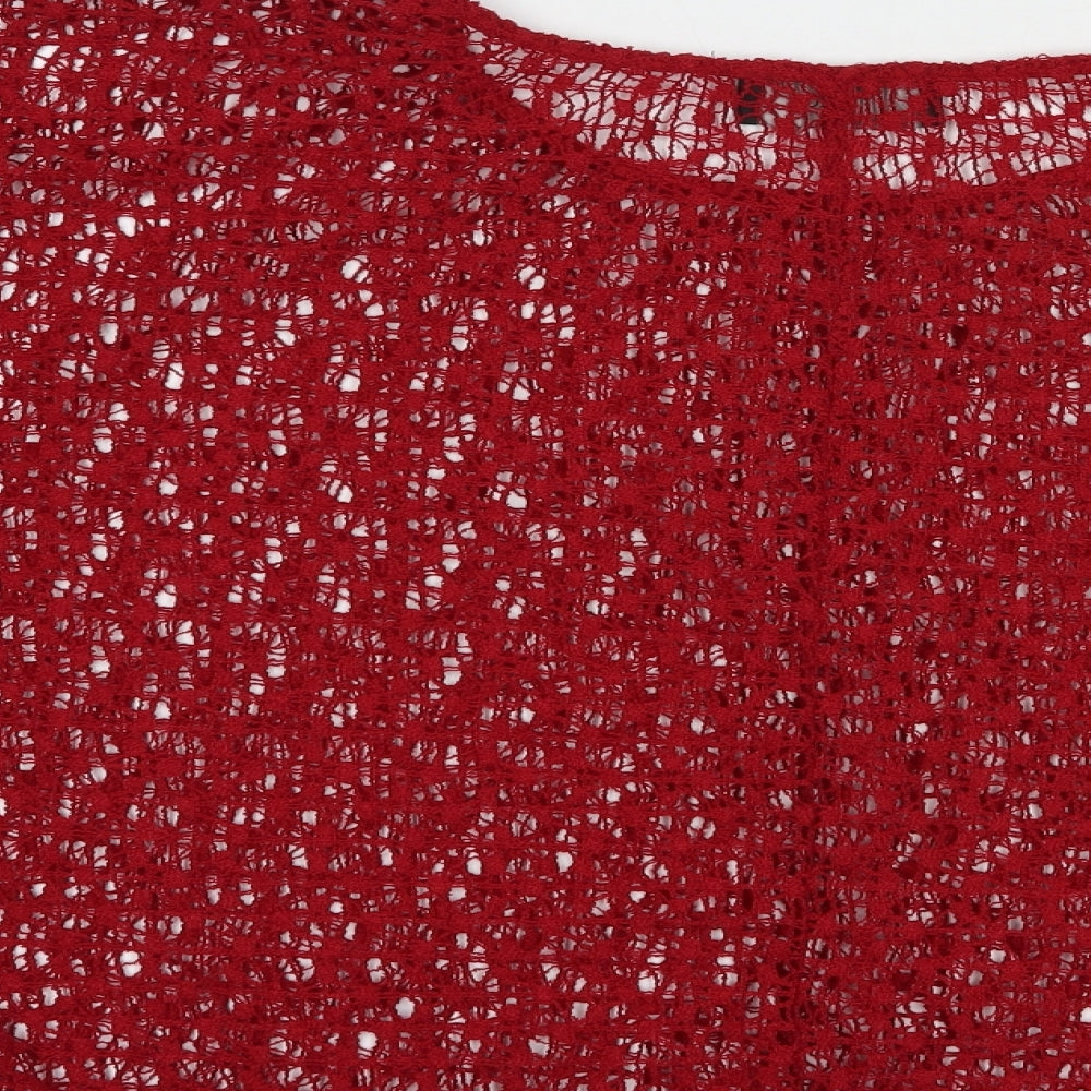 NEXT Womens Red  Polyester Basic Blouse Size 16 Boat Neck