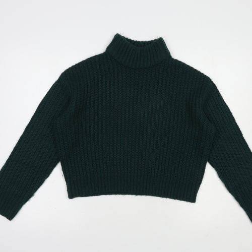 HB&M Womens Green High Neck  Acrylic Pullover Jumper Size S
