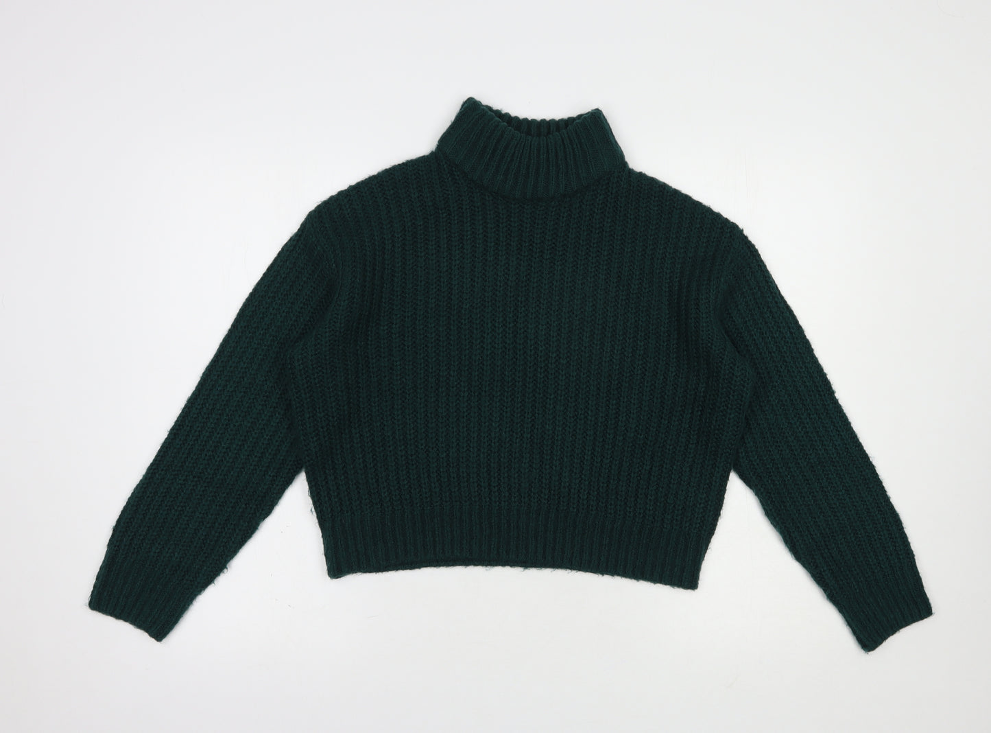 HB&M Womens Green High Neck  Acrylic Pullover Jumper Size S