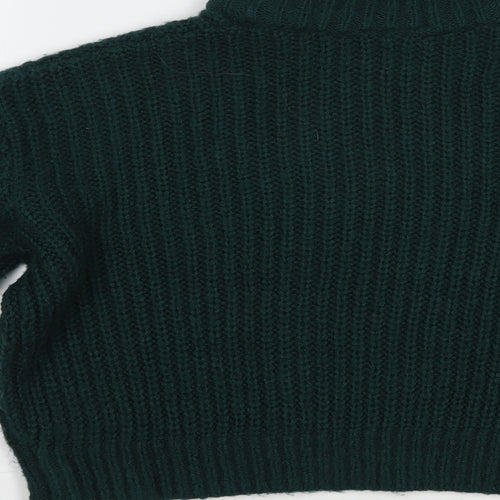 HB&M Womens Green High Neck  Acrylic Pullover Jumper Size S
