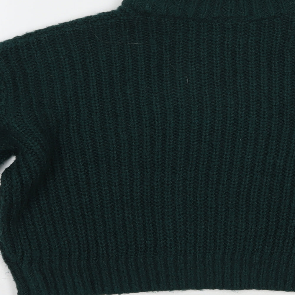 HB&M Womens Green High Neck  Acrylic Pullover Jumper Size S