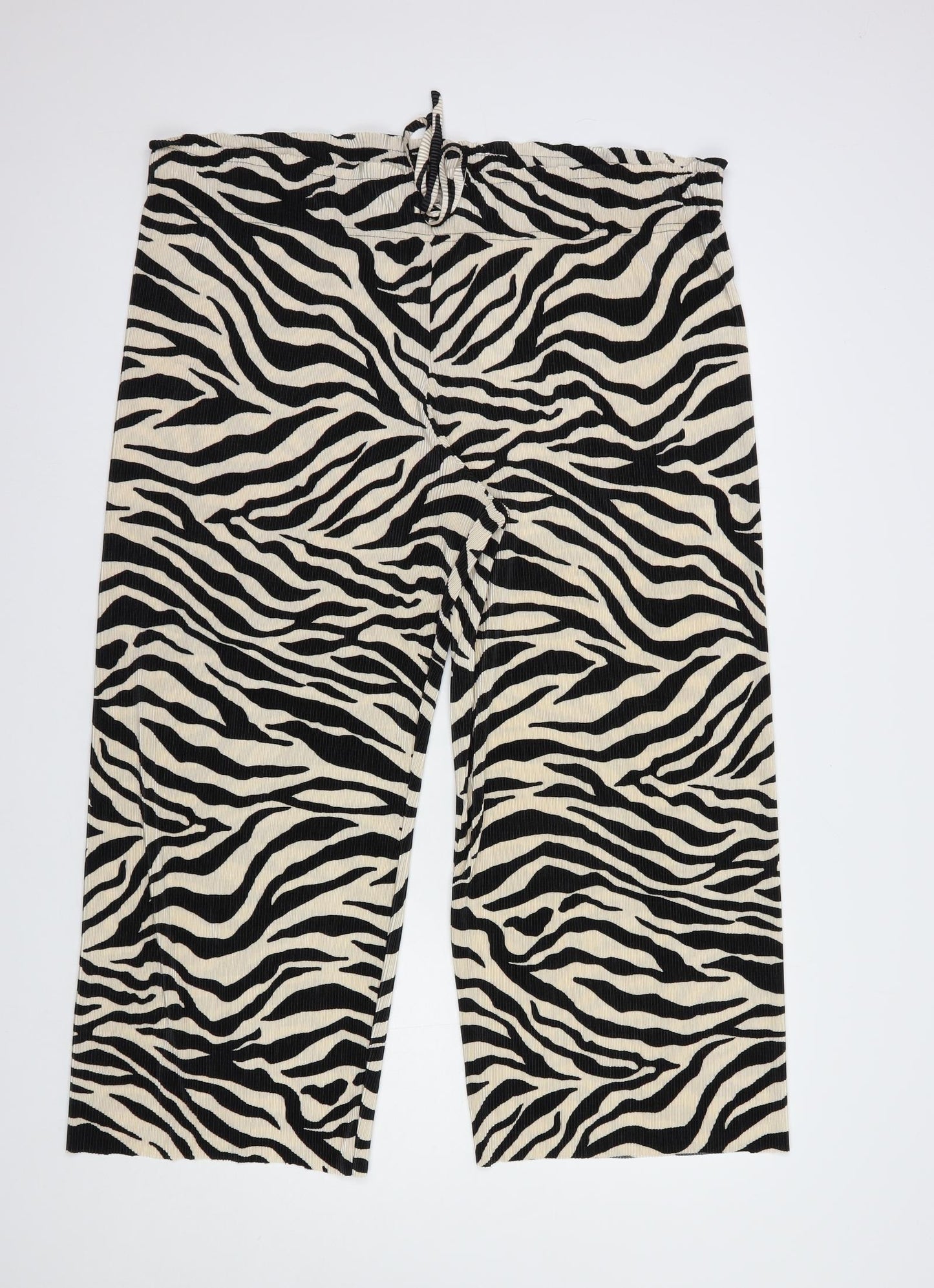 TU Womens Beige Animal Print Polyester Trousers  Size 22 L28 in Regular Drawstring