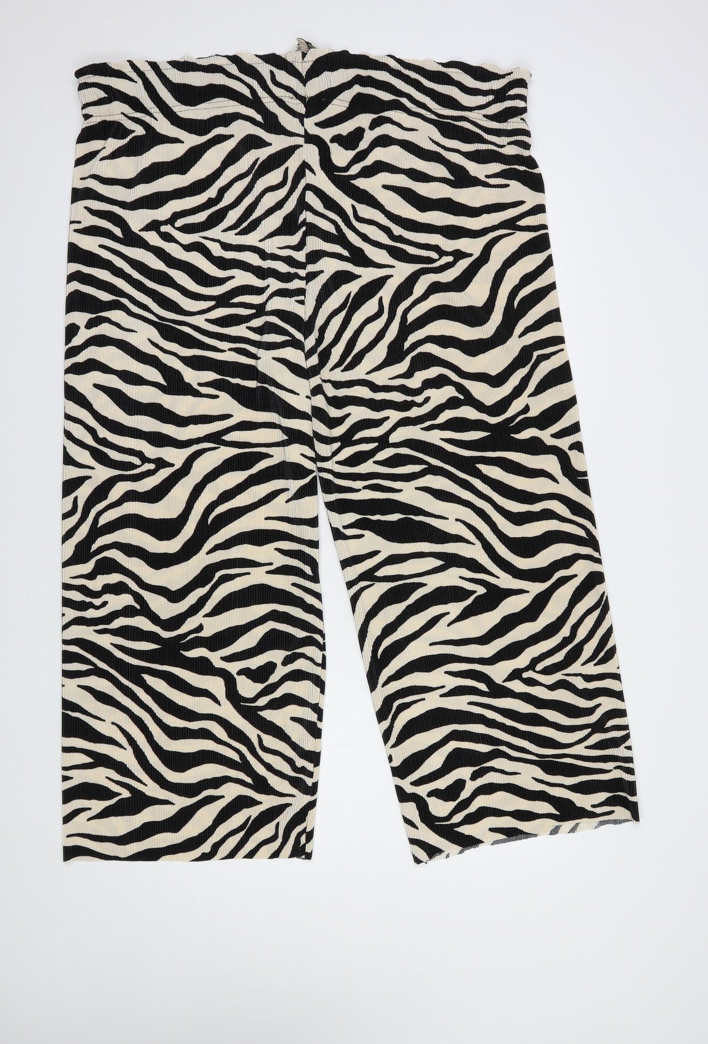 TU Womens Beige Animal Print Polyester Trousers  Size 22 L28 in Regular Drawstring