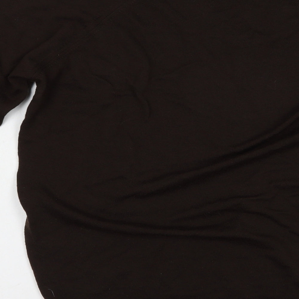 Preworn Mens Brown V-Neck  Wool Pullover Jumper Size M