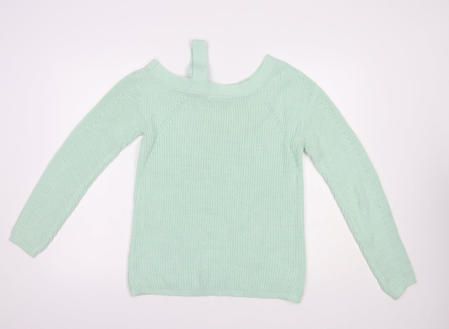 NEXT Womens Green Boat Neck  Cotton Pullover Jumper Size S