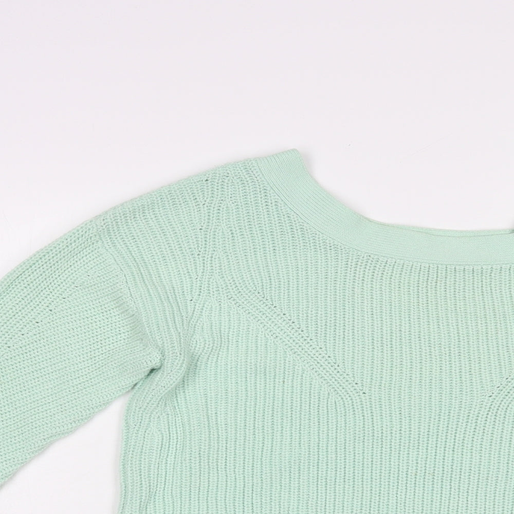 NEXT Womens Green Boat Neck  Cotton Pullover Jumper Size S