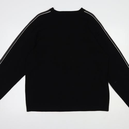 Fashion Union Mens Black Crew Neck  Acrylic Pullover Jumper Size XL