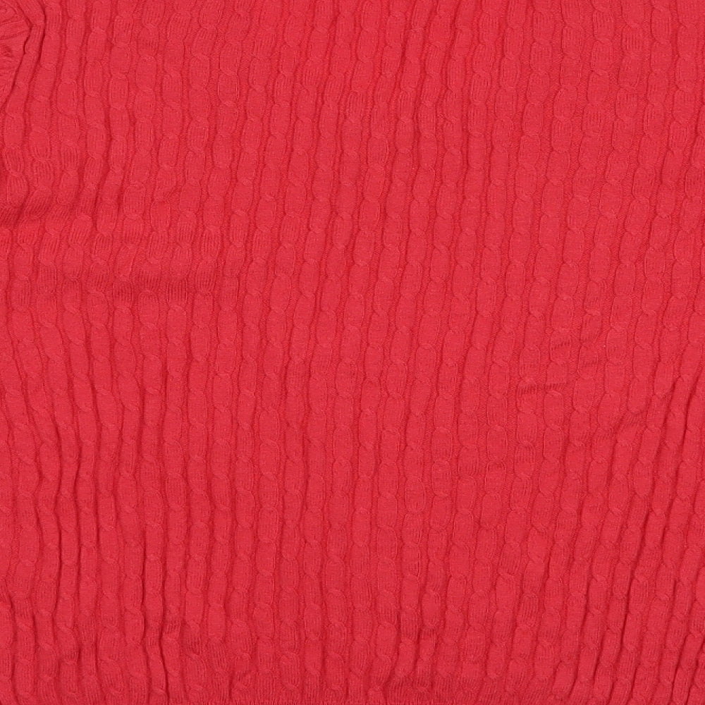 TU Womens Red V-Neck  Cotton Pullover Jumper Size 14