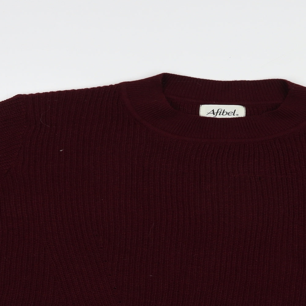 Afibel  Womens Purple Crew Neck  Acrylic Pullover Jumper Size 28