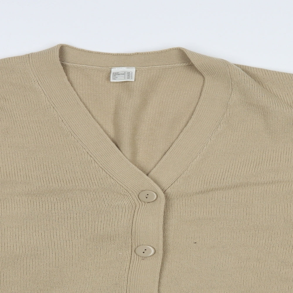 Mobuteck Womens Beige V-Neck  Acrylic Cardigan Jumper Size 26