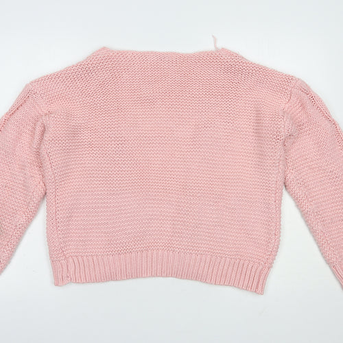 Sheilay Womens Pink V-Neck  Acrylic Cardigan Jumper Size M