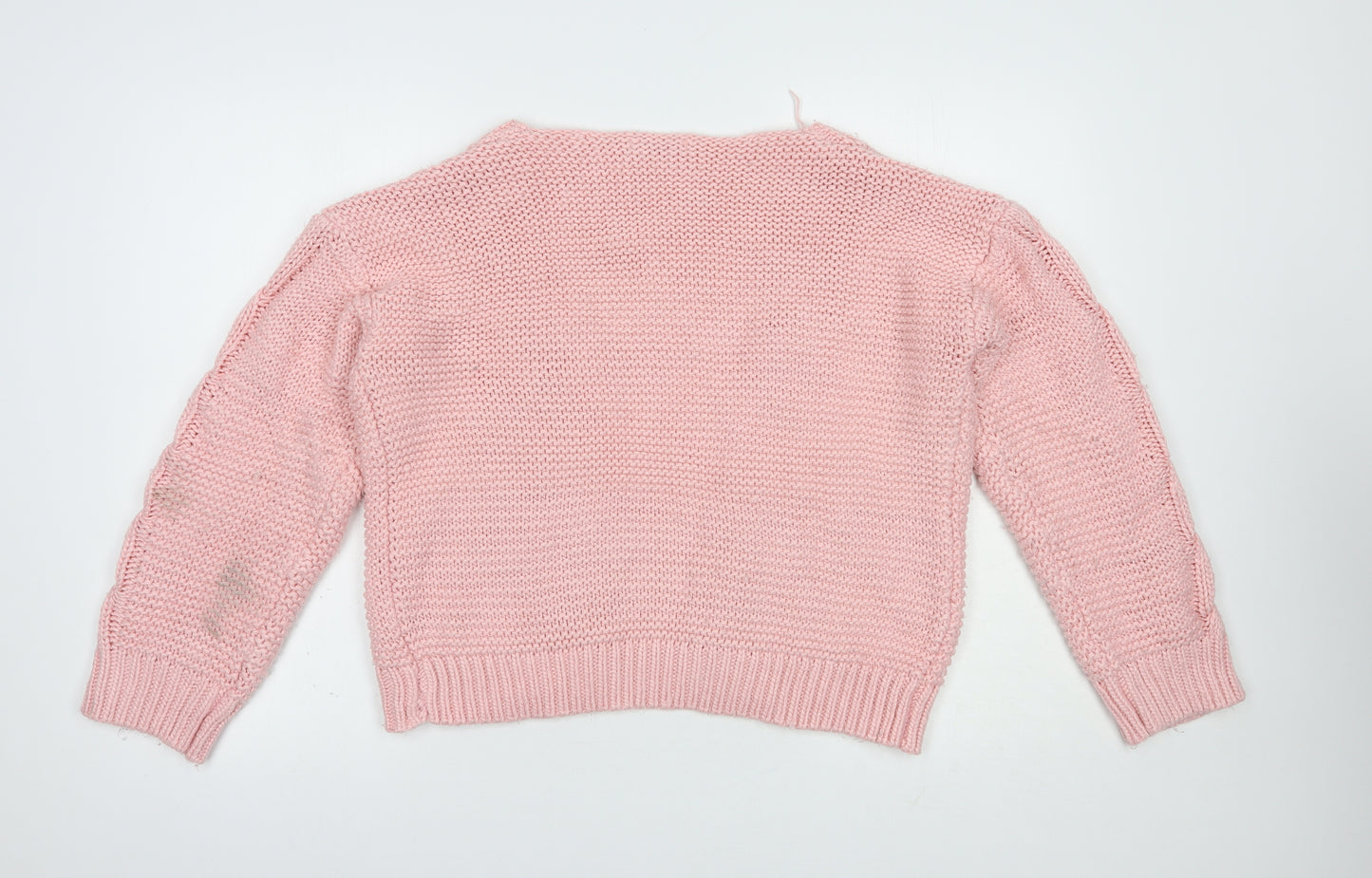Sheilay Womens Pink V-Neck  Acrylic Cardigan Jumper Size M