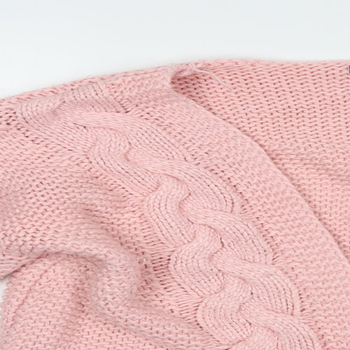 Sheilay Womens Pink V-Neck  Acrylic Cardigan Jumper Size M