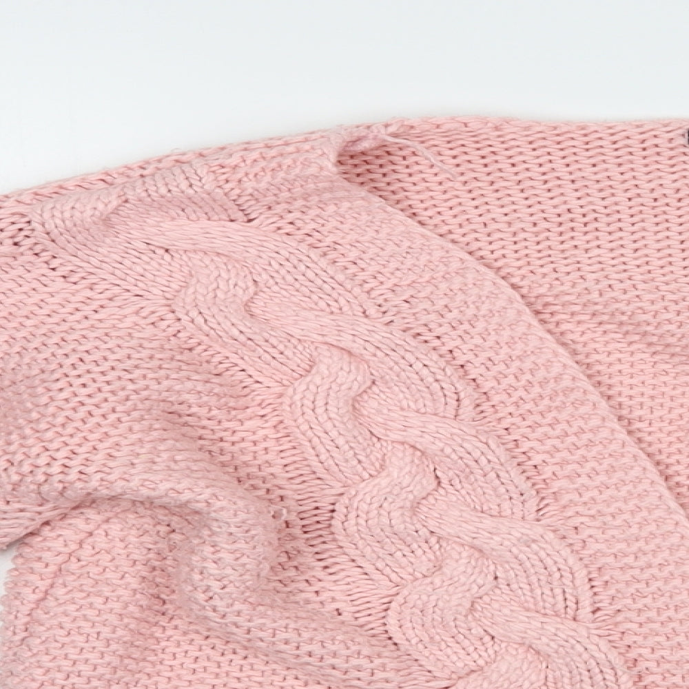Sheilay Womens Pink V-Neck  Acrylic Cardigan Jumper Size M