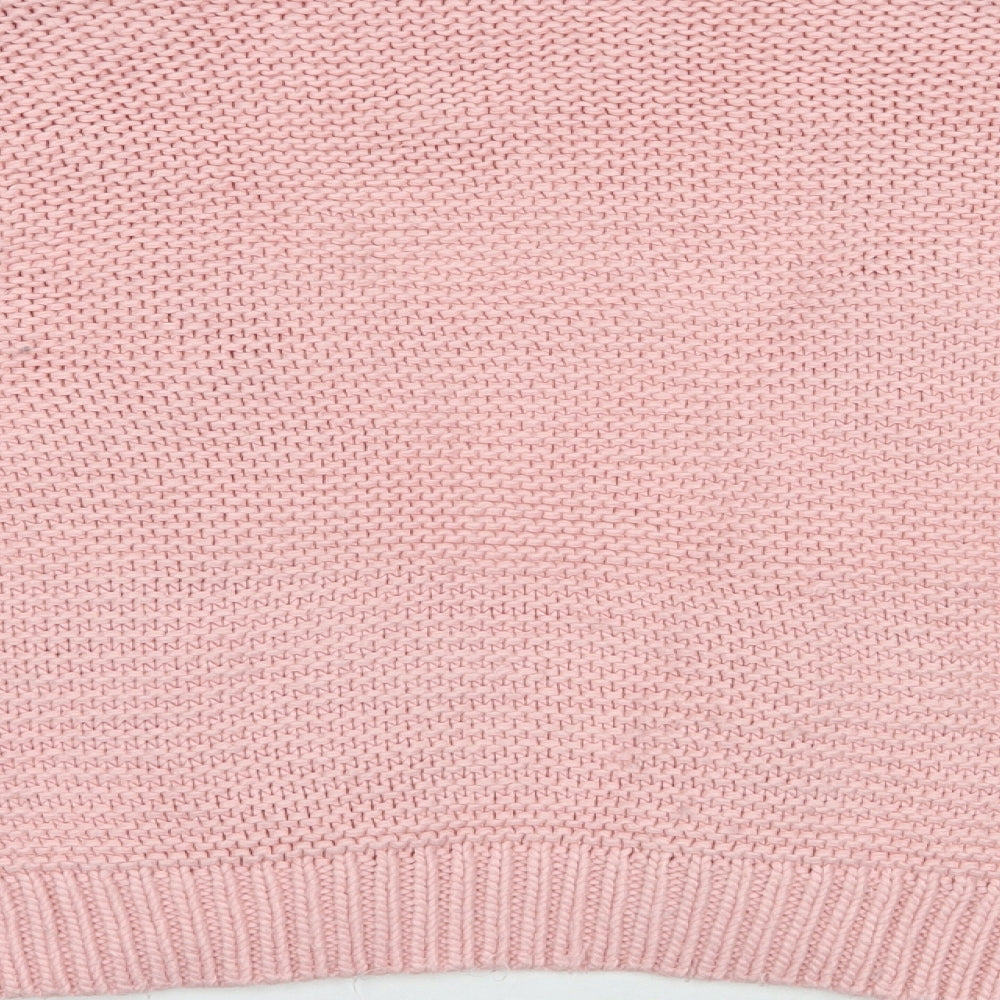 Sheilay Womens Pink V-Neck  Acrylic Cardigan Jumper Size M