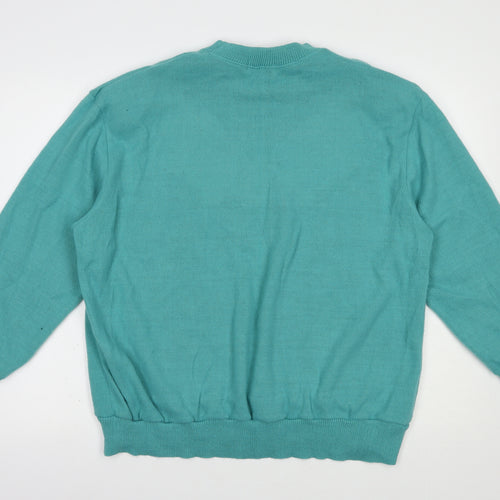 Afibel Womens Green Crew Neck  Acrylic Pullover Jumper Size 24
