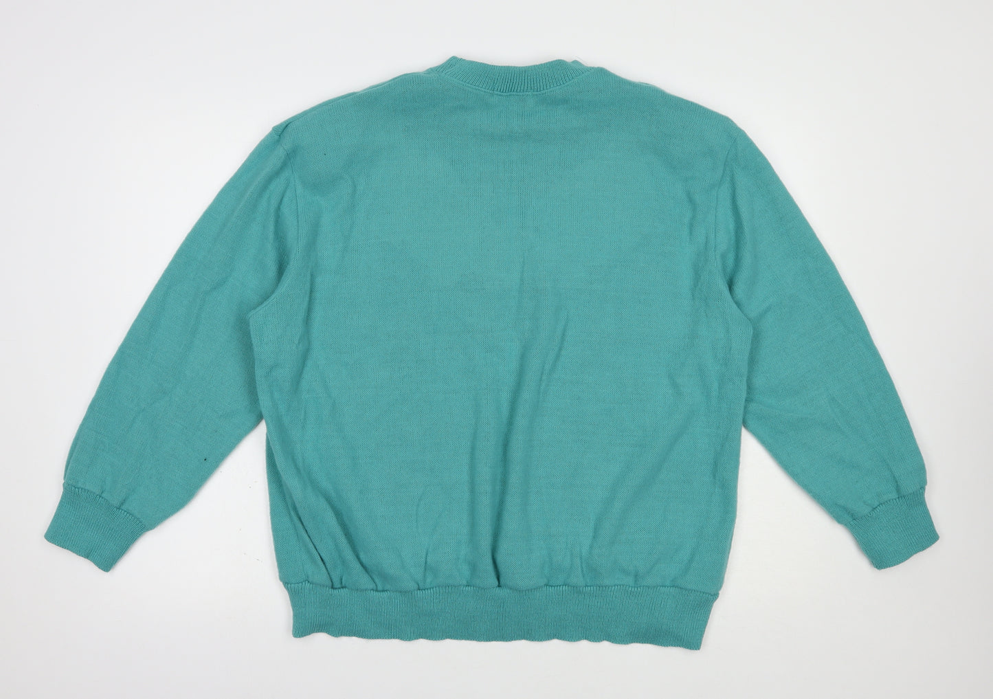Afibel Womens Green Crew Neck  Acrylic Pullover Jumper Size 24
