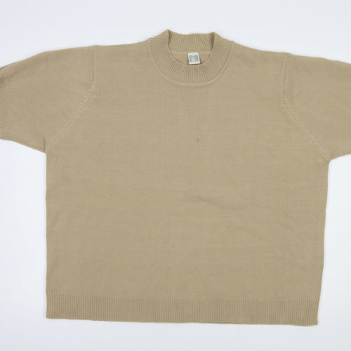 Movitex Womens Beige Mock Neck  Acrylic Pullover Jumper Size 26
