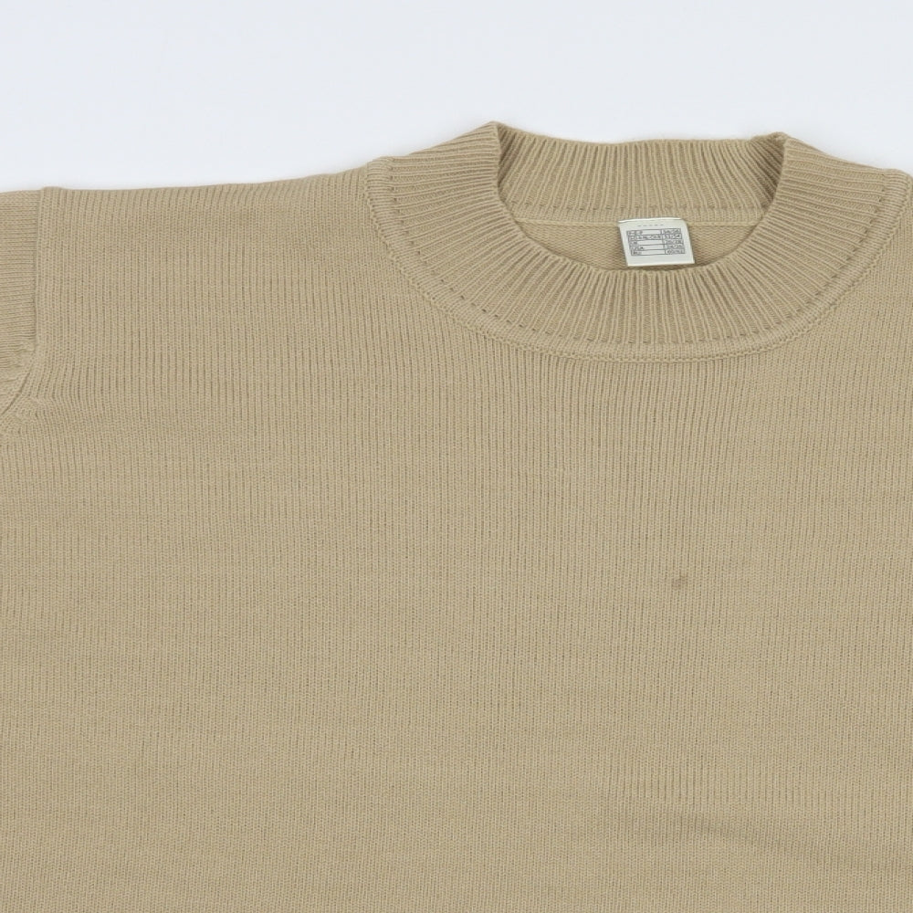 Movitex Womens Beige Mock Neck  Acrylic Pullover Jumper Size 26