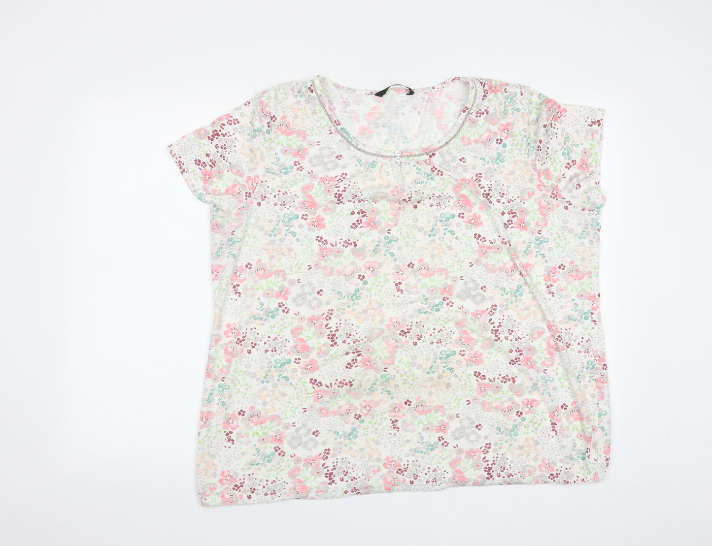 Bonmarché Womens Multicoloured Floral Polyester Basic T-Shirt Size 22 Round Neck