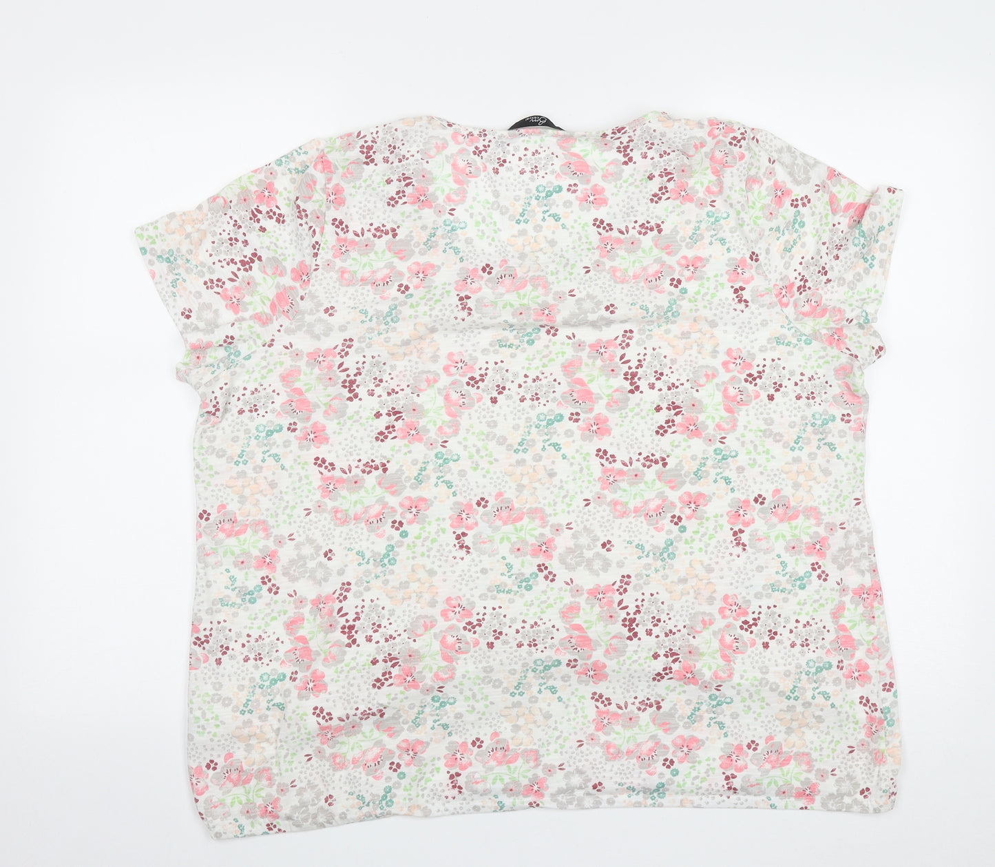 Bonmarché Womens Multicoloured Floral Polyester Basic T-Shirt Size 22 Round Neck