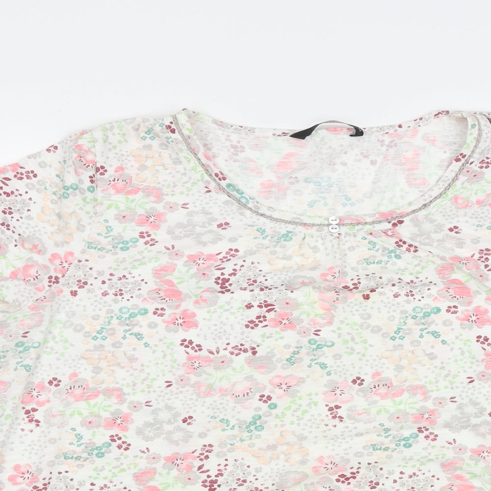 Bonmarché Womens Multicoloured Floral Polyester Basic T-Shirt Size 22 Round Neck