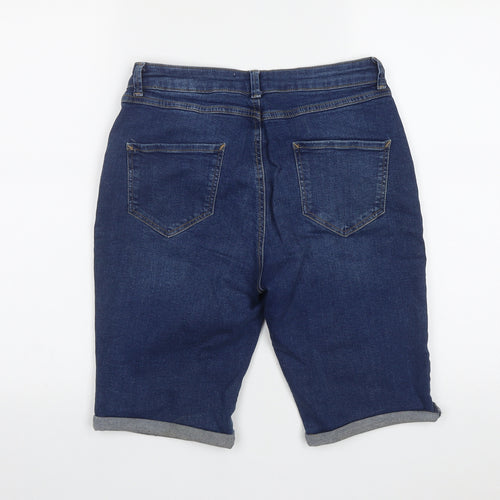 Dorothy Perkins Womens Blue  Cotton Bermuda Shorts Size 6 L10 in Regular Zip
