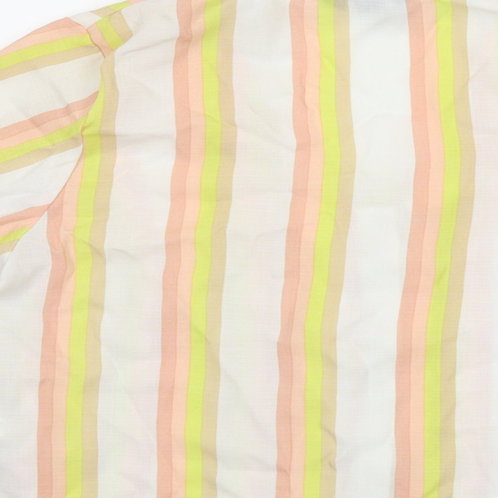New Look Womens Multicoloured Striped Polyester Basic Button-Up Size 12 V-Neck