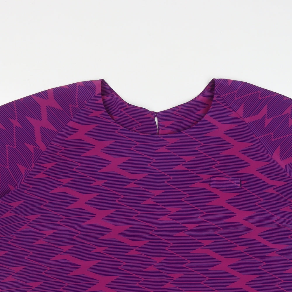 Preworn Womens Purple Geometric Polyester Basic Blouse Size 22 Round Neck