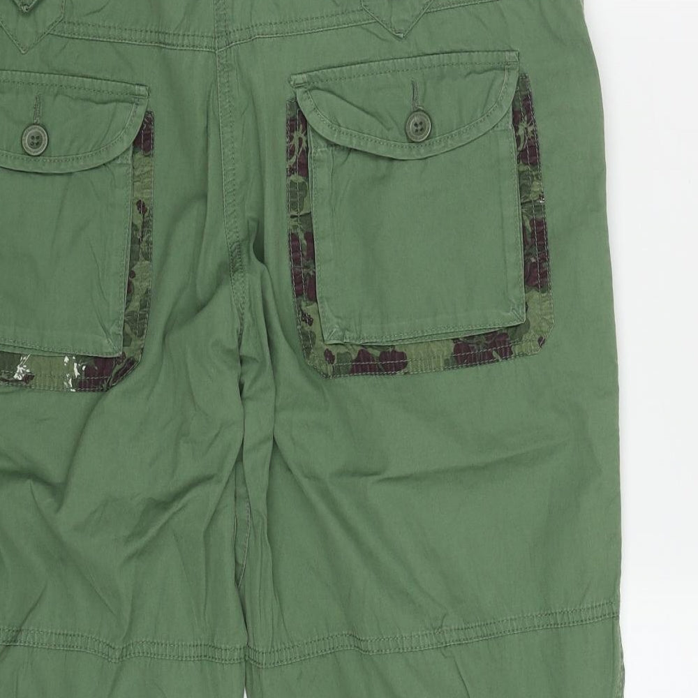 NEXT Womens Green Geometric Cotton Cargo Shorts Size 16 L16 in Regular Zip