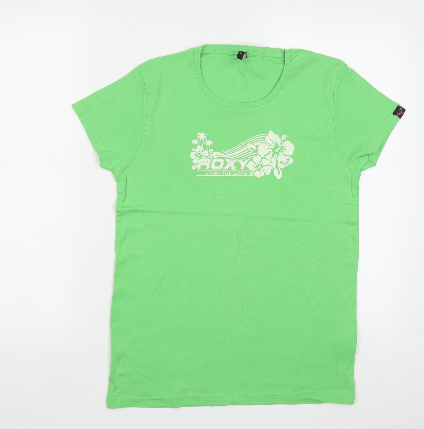 ROXY Womens Green  Cotton Basic T-Shirt Size XL Round Neck